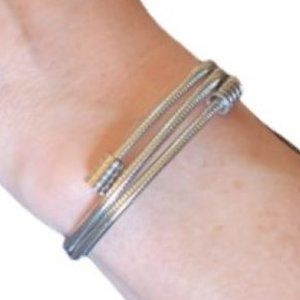 Silver Plated Stainless Steel Multi-Layer Snake Chain Open Bracelet Bangle